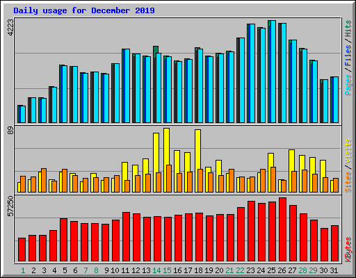 Daily usage for December 2019