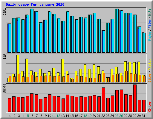 Daily usage for January 2020