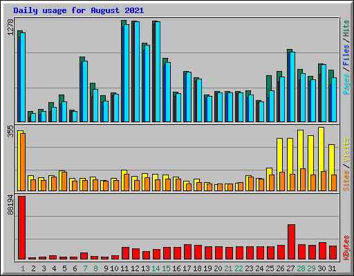 Daily usage for August 2021