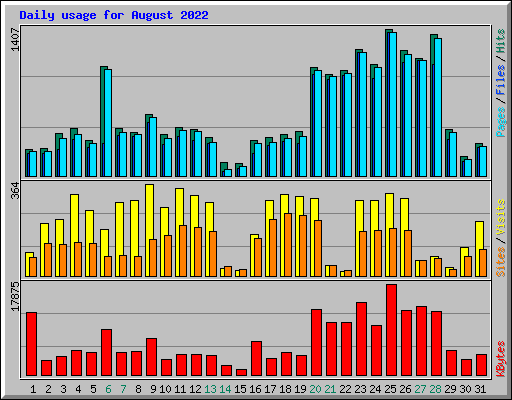 Daily usage for August 2022