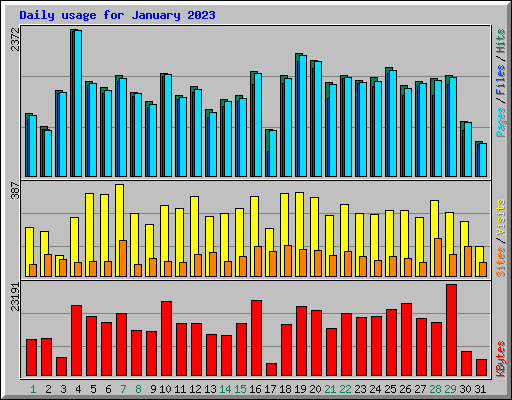 Daily usage for January 2023