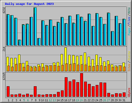 Daily usage for August 2023