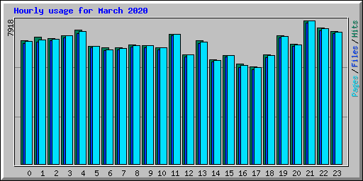 Hourly usage for March 2020